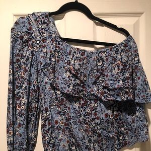 One Shoulder Floral Blouse